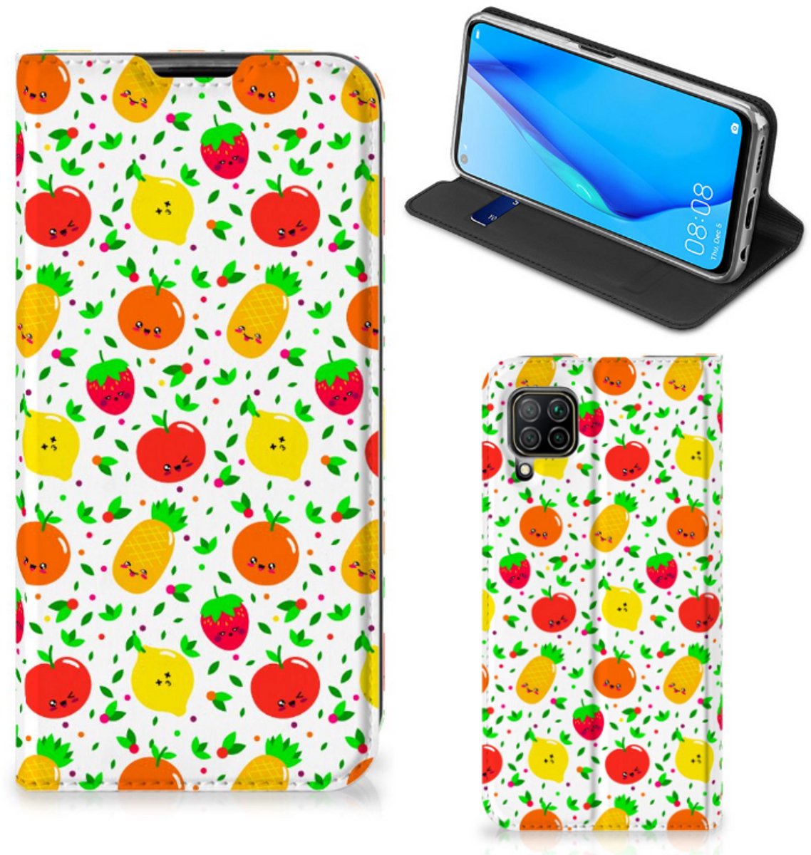 Huawei P40 Lite Flip Style Cover Fruits