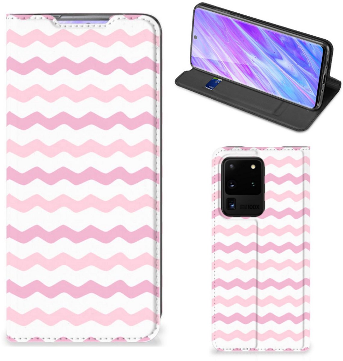 Samsung Galaxy S20 Ultra Hoesje met Magneet Waves Roze