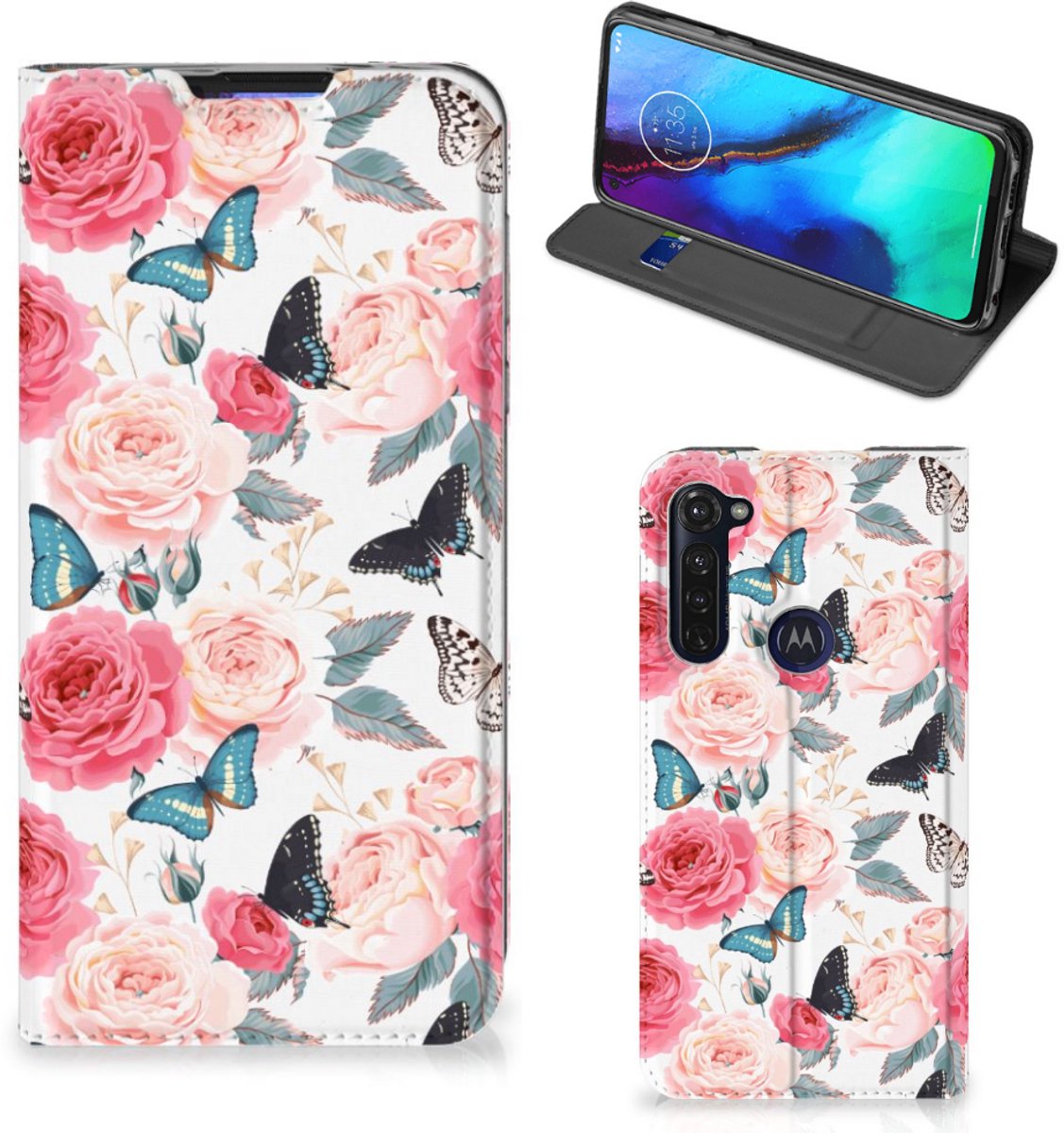 Motorola Moto G Pro Smart Cover Butterfly Roses