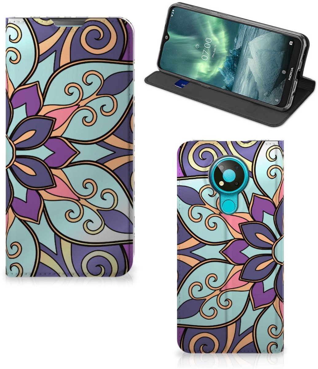 Nokia 3.4 Smart Cover Purple Flower