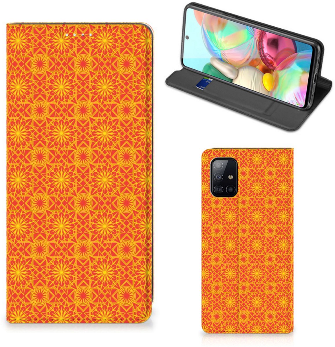 Samsung Galaxy A71 Hoesje met Magneet Batik Oranje