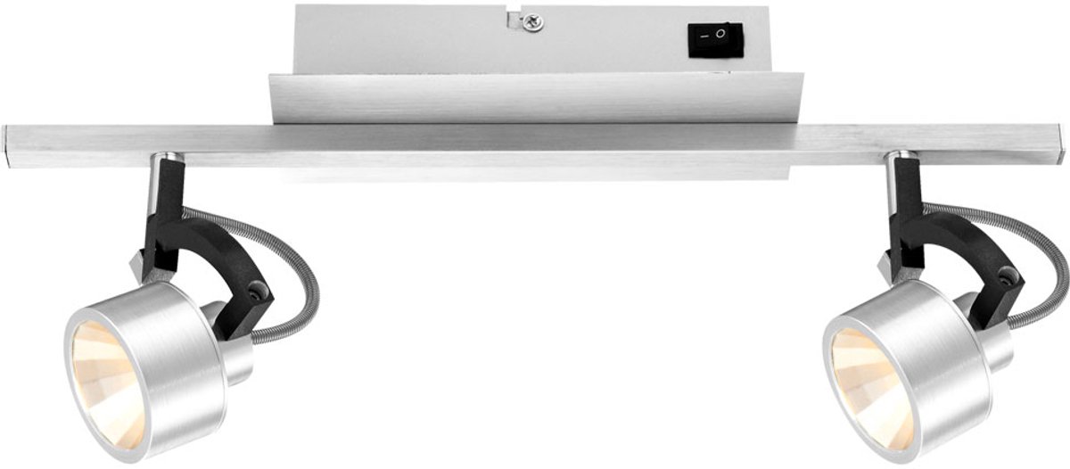 Plafondlamp zwenkbare plafondspot 2 vlammen LED woonkamerlamp plafond zilver, aluminium zwart, 2x LED 5W 330Lm warm wit, LxB 40,4x9 cm