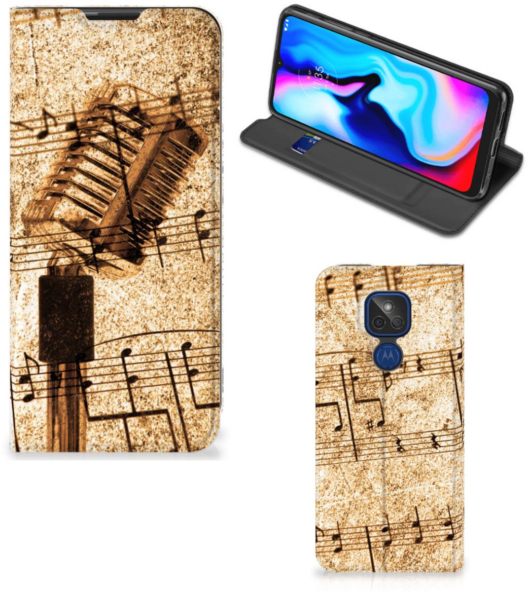 Motorola Moto G9 Play Stand Case Bladmuziek