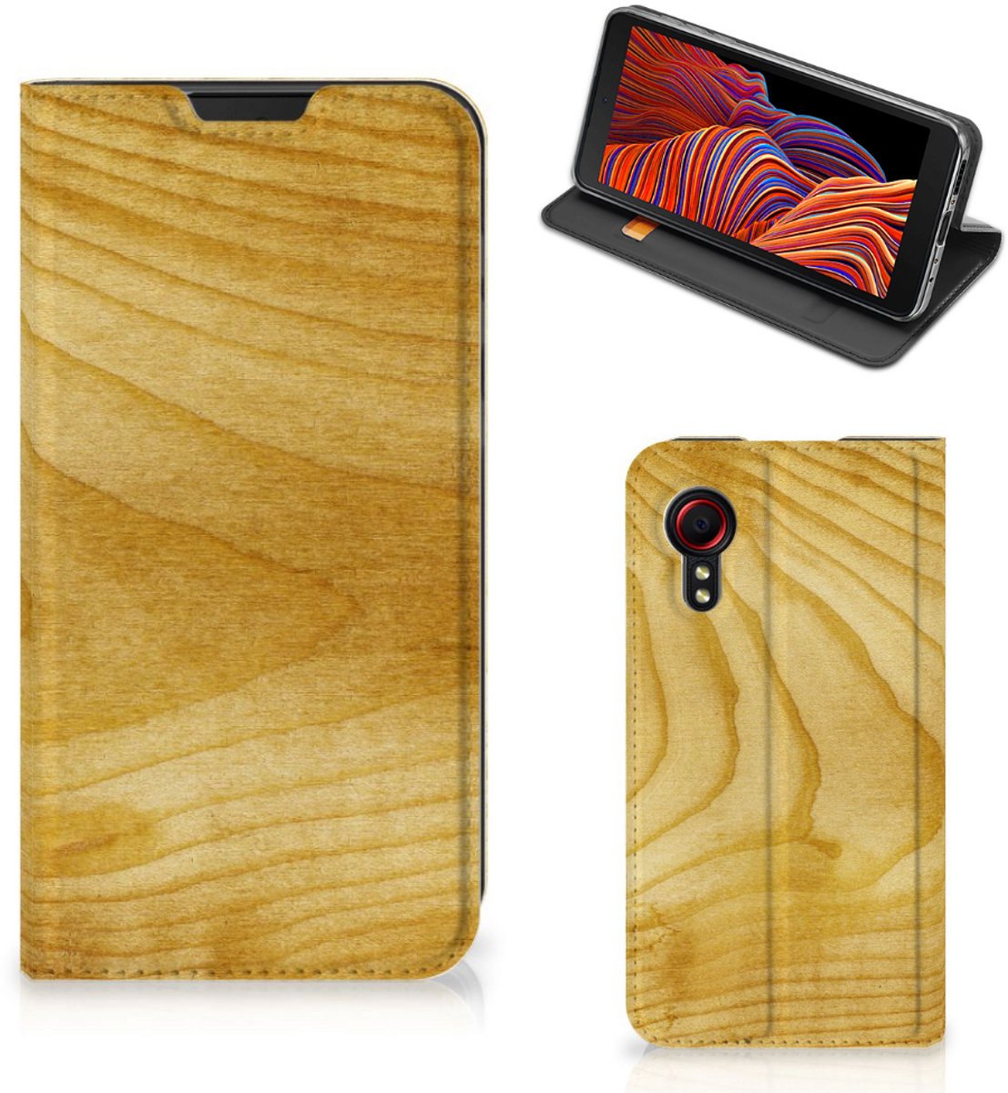 Samsung Galaxy Xcover 5 Book Wallet Case Licht Hout