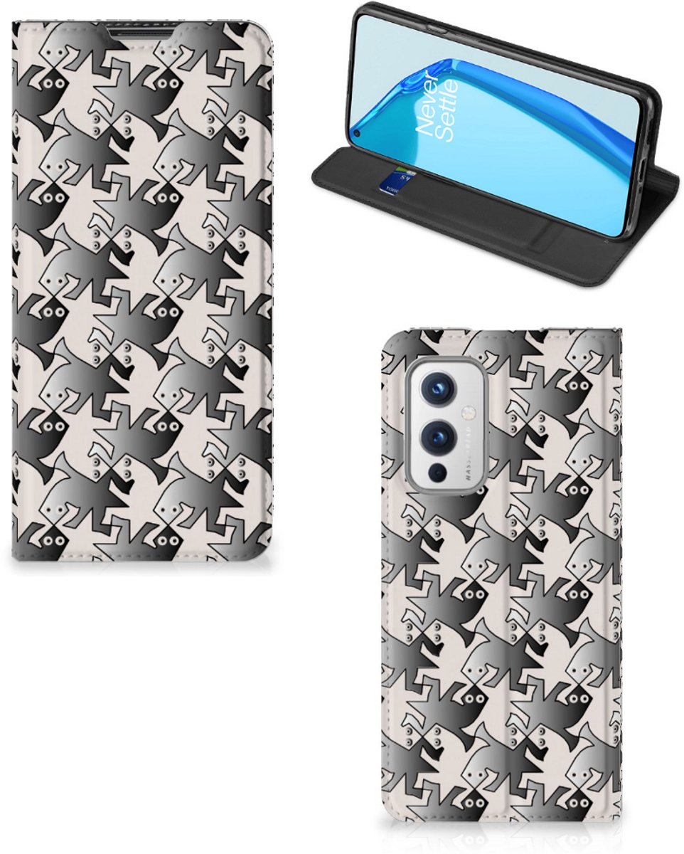 Book Case voor OnePlus 9 Hoesje maken Salamander Grey