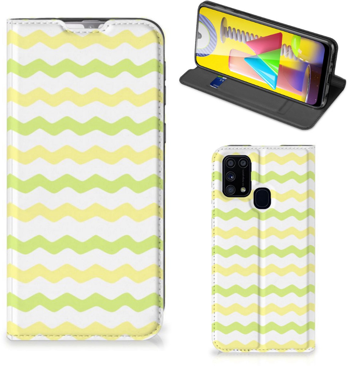 Book Case voor Samsung Galaxy M31 Hoesje met Magneet Waves Yellow
