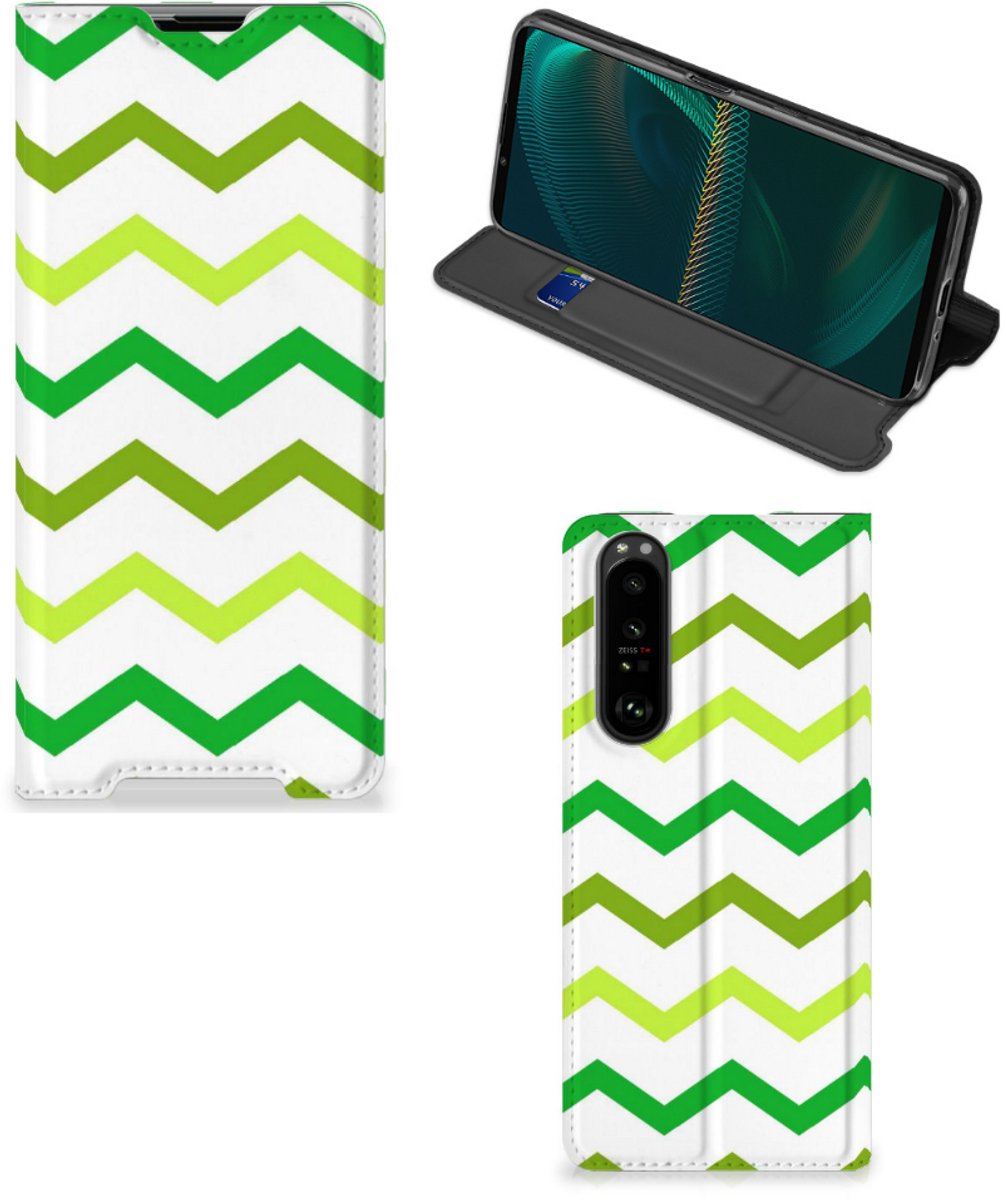 Sony Xperia 5 III Hoesje met Magneet Zigzag Groen