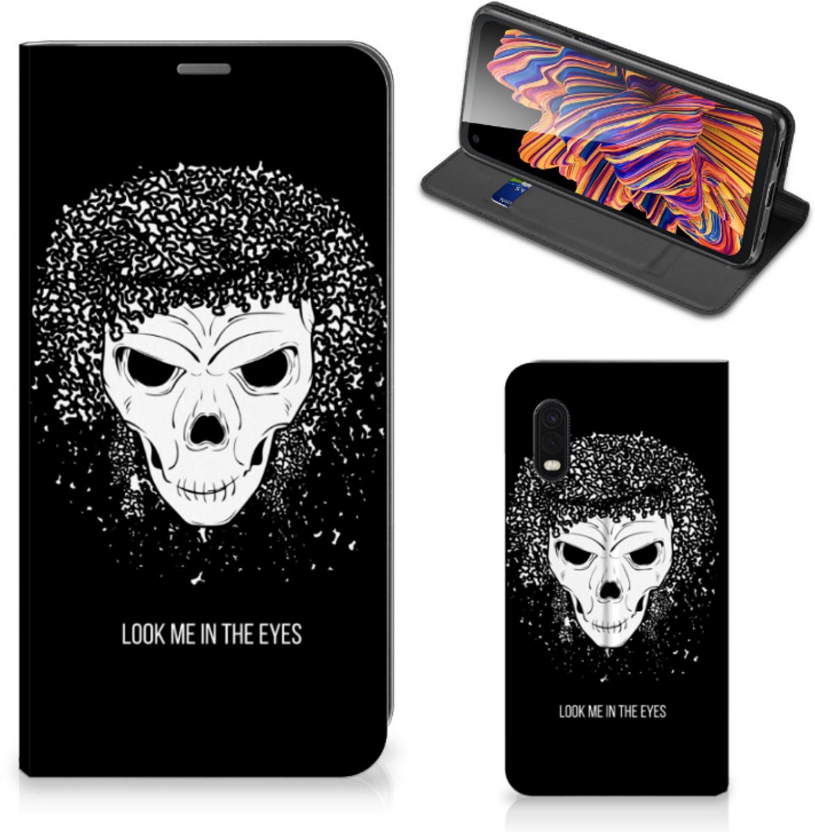 Mobiel BookCase Samsung Xcover Pro Skull Hair