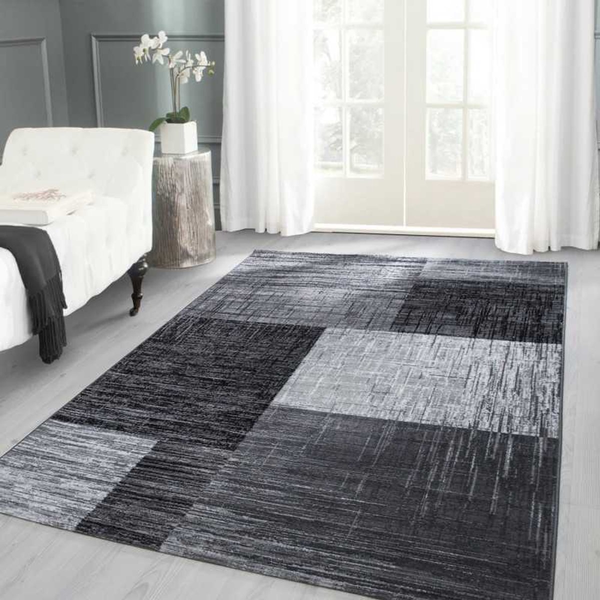 TapisTrend Designer tapijt Zwart-Grijs-Wit 200x290 cm Modern design Plus 8001