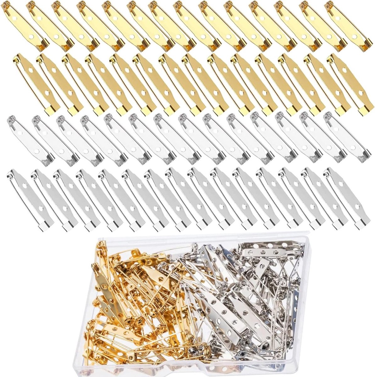 200 Stuks Veiligheidspelden voor DIY Creaties, Broche Spelden met Veilige Sluiting 25mm/30mm, Handwerk Accessoires