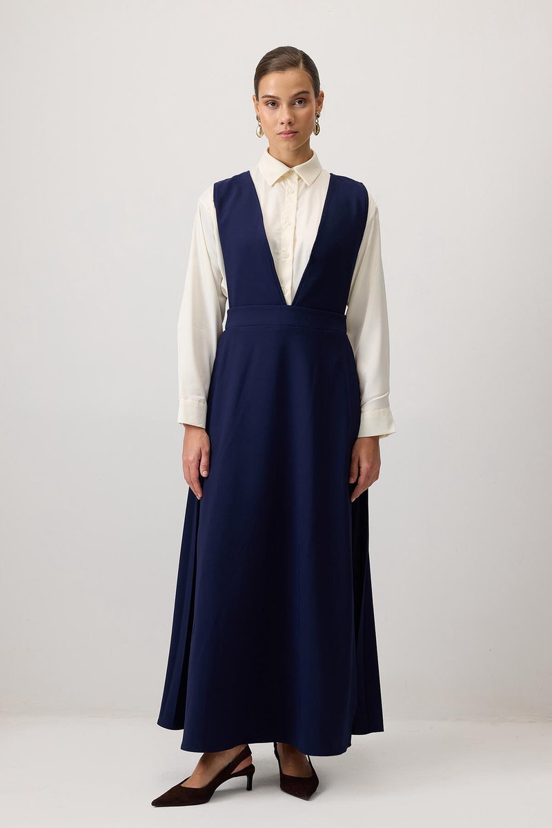 Touché Privé - Crepe jurk met plooien - Marine - Dames