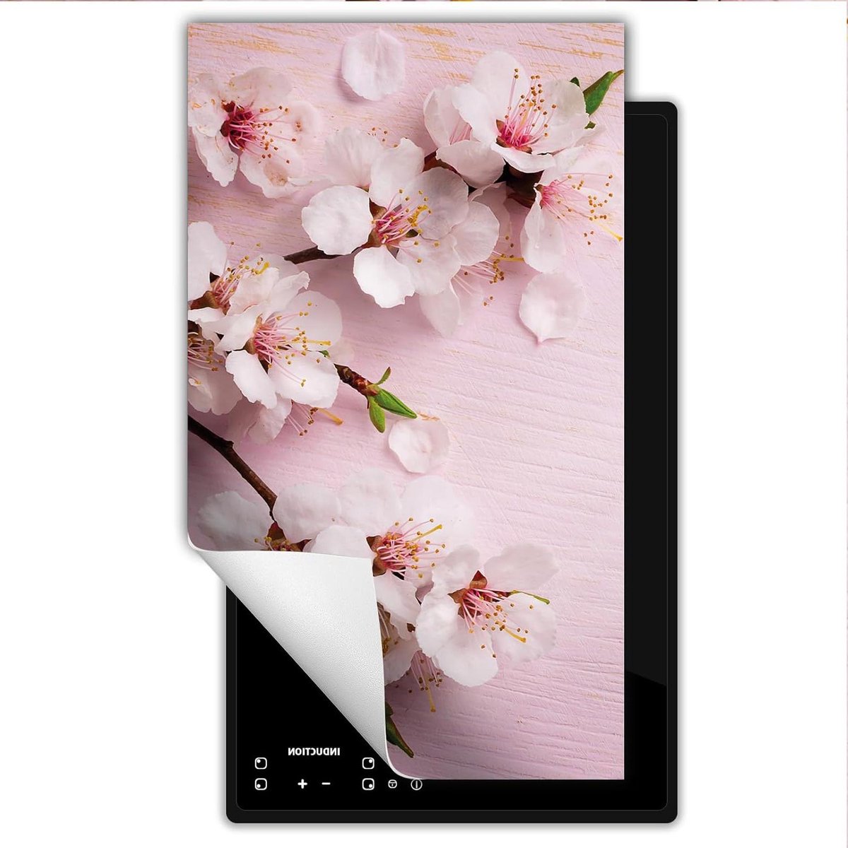 Afdekplaat inductiekookplaat - Kookplaat beschermer - Keuken decoratie - Anti slip oppervlak - 30x52 cm - Roze bloemen