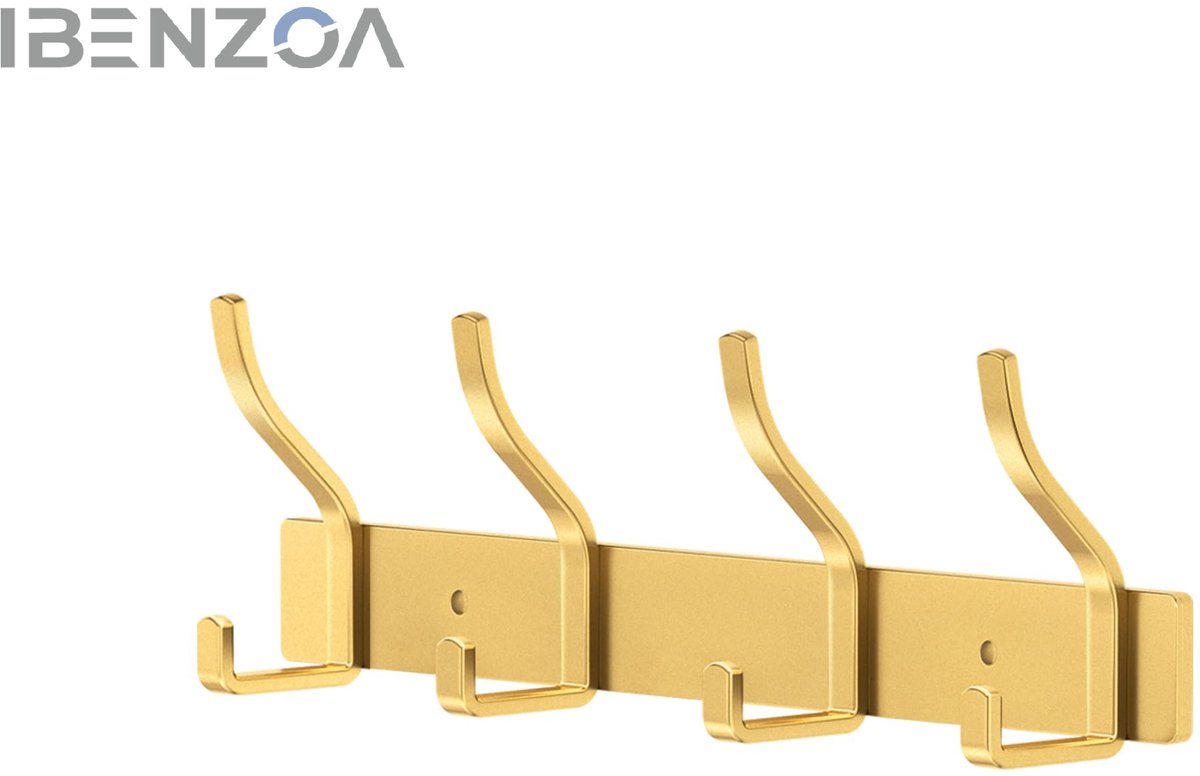 Ibenzoa Garderobehaken - Roestvrij staal - Goud - 4 Haken