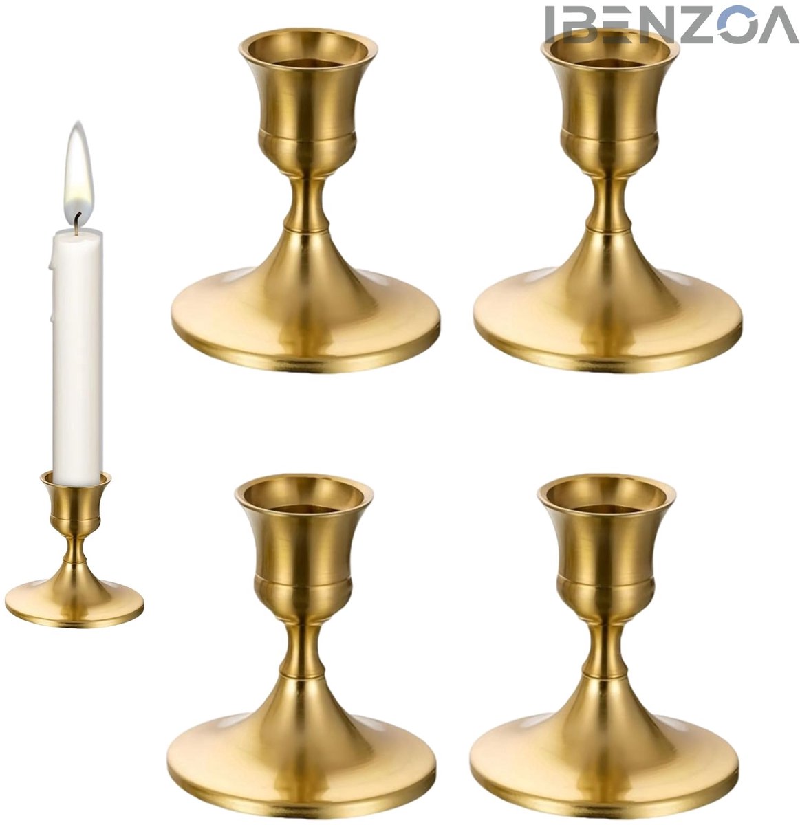 Ibenzoa Kandelaar Set - Goud - 7 x 6,7 cm - Metaal