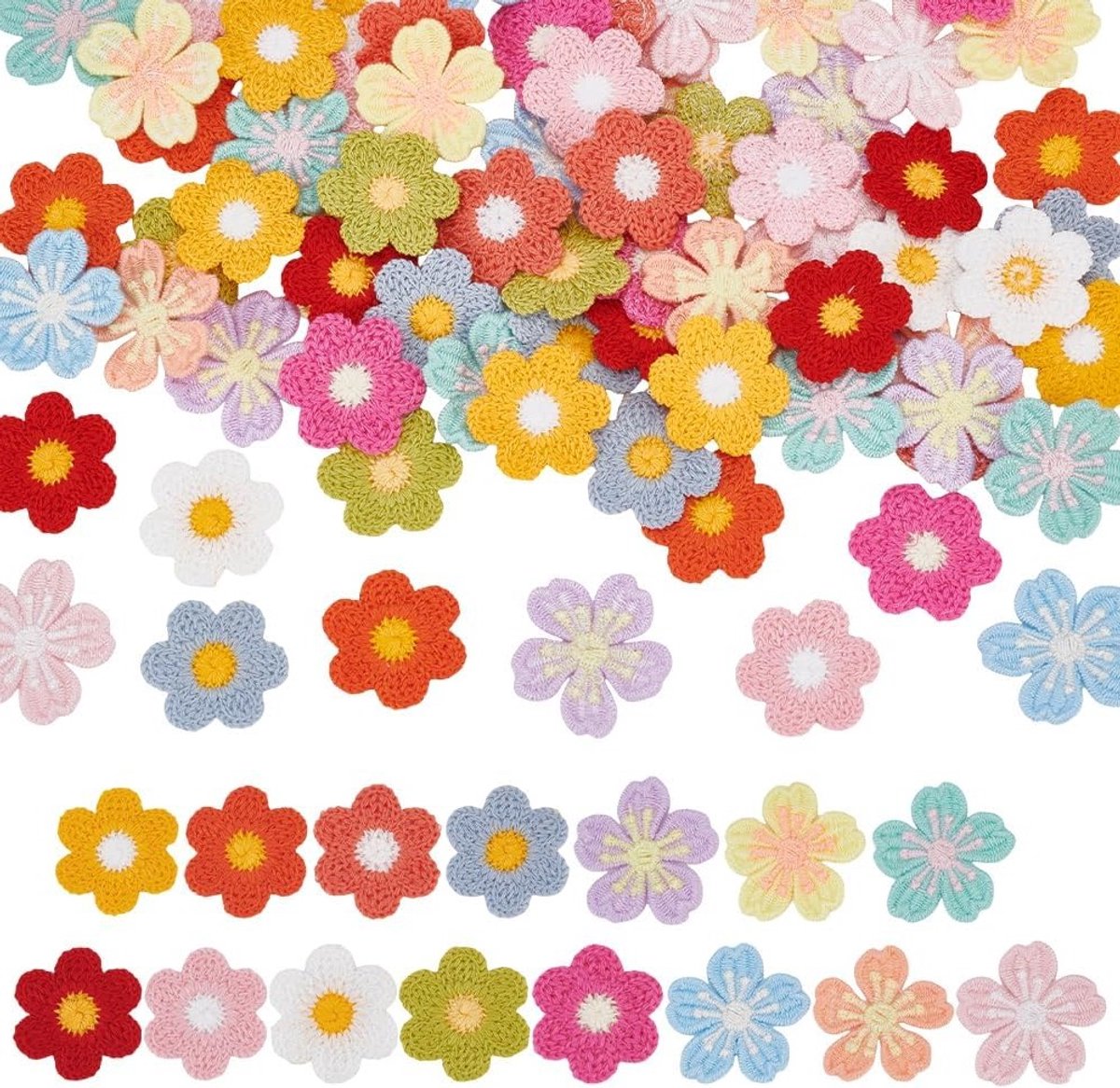 75 Stuks Bloem Naaien Patches in 15 Kleuren en 2 Stijlen - Geborduurde Applicaties voor Tassen, Jassen en Kleding Decoratie en Reparatie