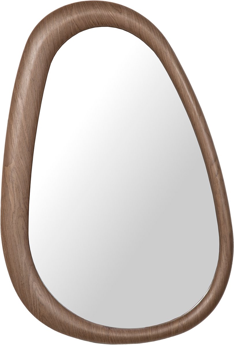 Atmooz Iggy Spiegel – 80 x 115 cm – Licht Walnoot – Organische Vorm – Eikenfineer Houten Rand – Grote Passpiegel & Wandspiegel – Asymmetrisch Design – Modern Scandinavisch – Hal, Slaapkamer of Woonkamer – Naturel Houtlook