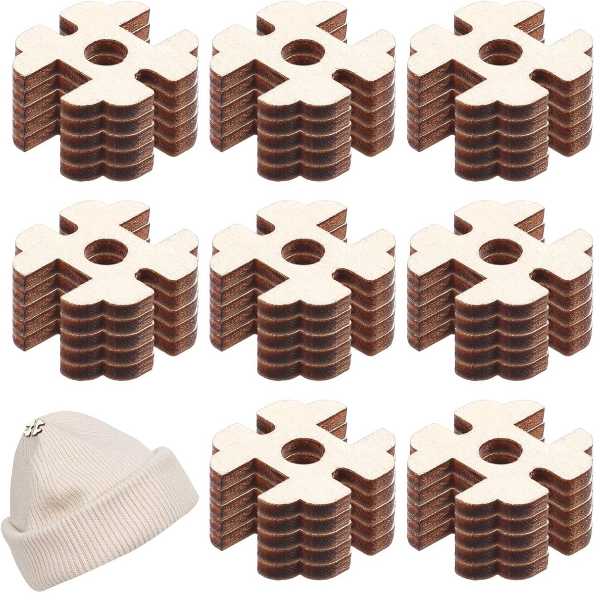 100 Stuks Verwijderbare Pompons Knopen van Hout voor Hoeden, Faux Fur Sluiting en Handgemaakte Accessoires voor Brei- en Kokshelmen