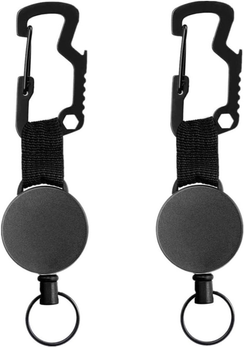 Verstelbare ID Kaarthouder met Sleutelhanger, Sleutels en Multifunctionele Carabiner voor Trousers en Accessoires