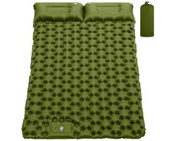 YYchan Luchtbed 2 Persoons - Slaapmat Zelfopblazend - Kampeermatras met Ingebouwde Pomp - Camping Matras - Olijfgroen