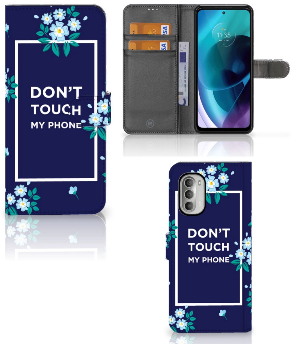 Motorola Moto G51 5G Portemonnee Hoesje Flowers Blue DTMP