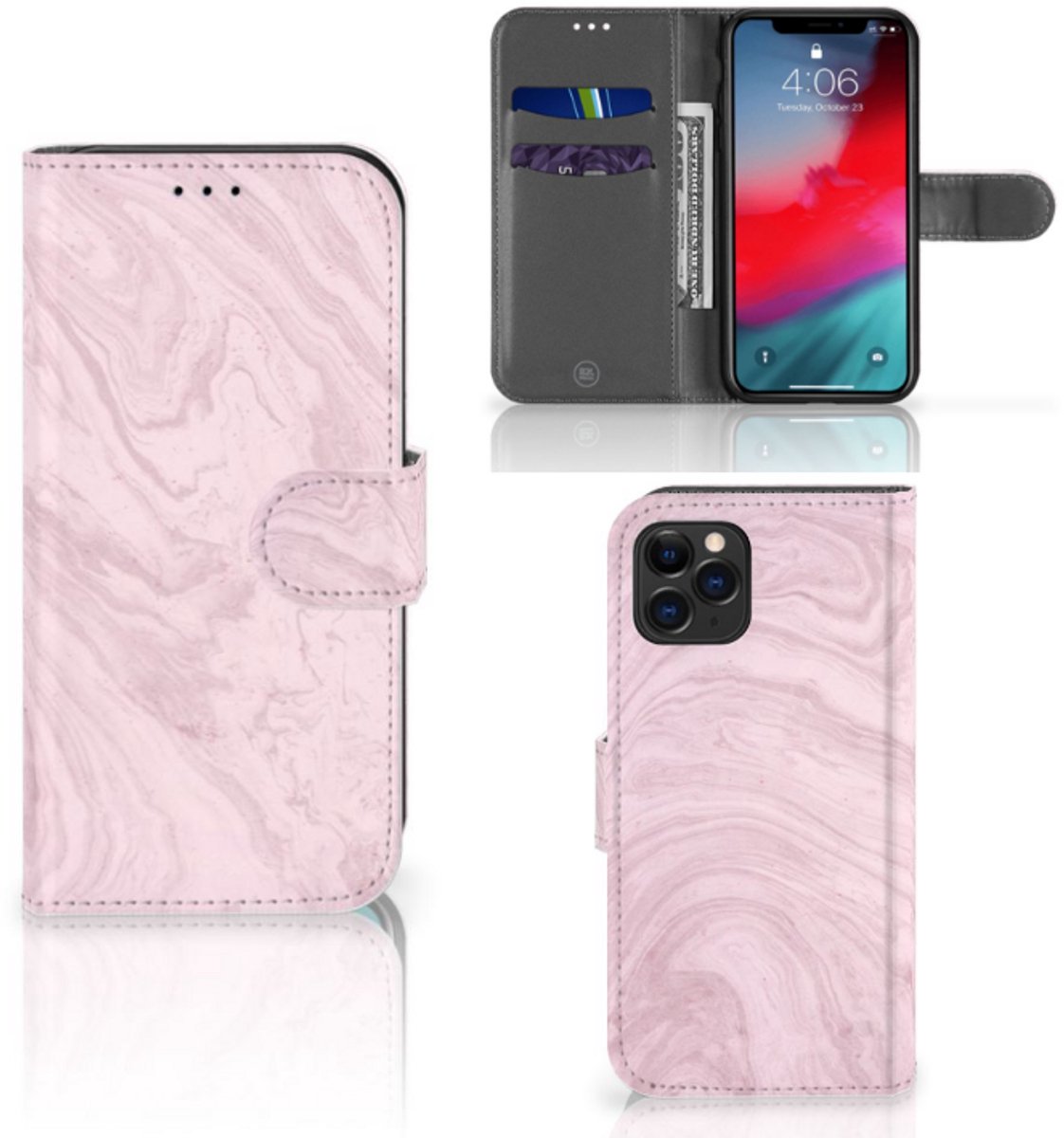 Apple iPhone 11 Pro Bookcase Marble Pink - Origineel Cadeau Vriendin
