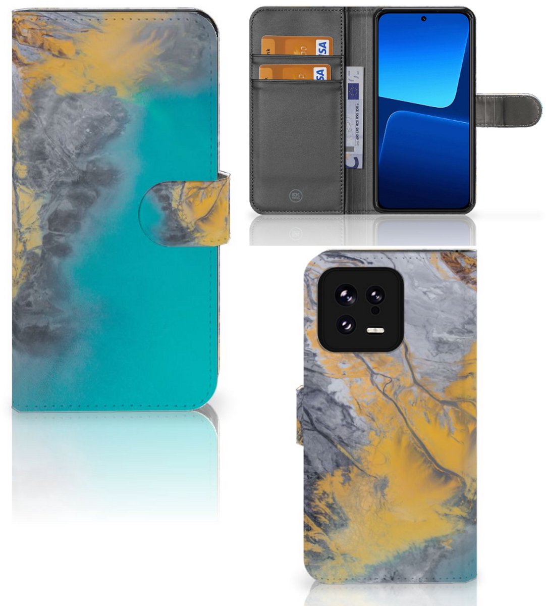 Xiaomi 13 Bookcase Marble Blue Gold