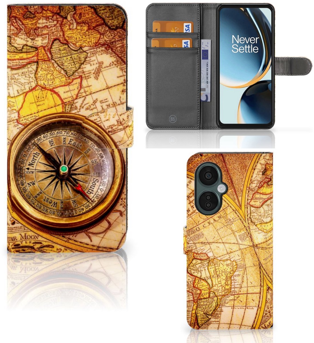 Boekhoesje voor OnePlus Nord CE 3 Lite Flip Cover Kompas