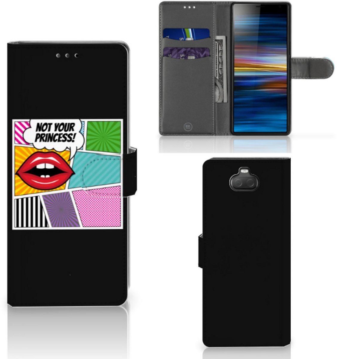 Sony Xperia 10 Wallet Case met Pasjes Popart Princess
