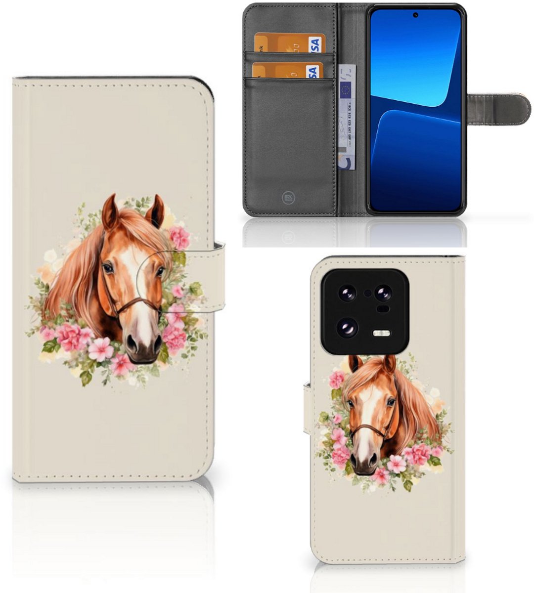 Telefoonhoesje met Pasjes voor Xiaomi 13 Pro Paard