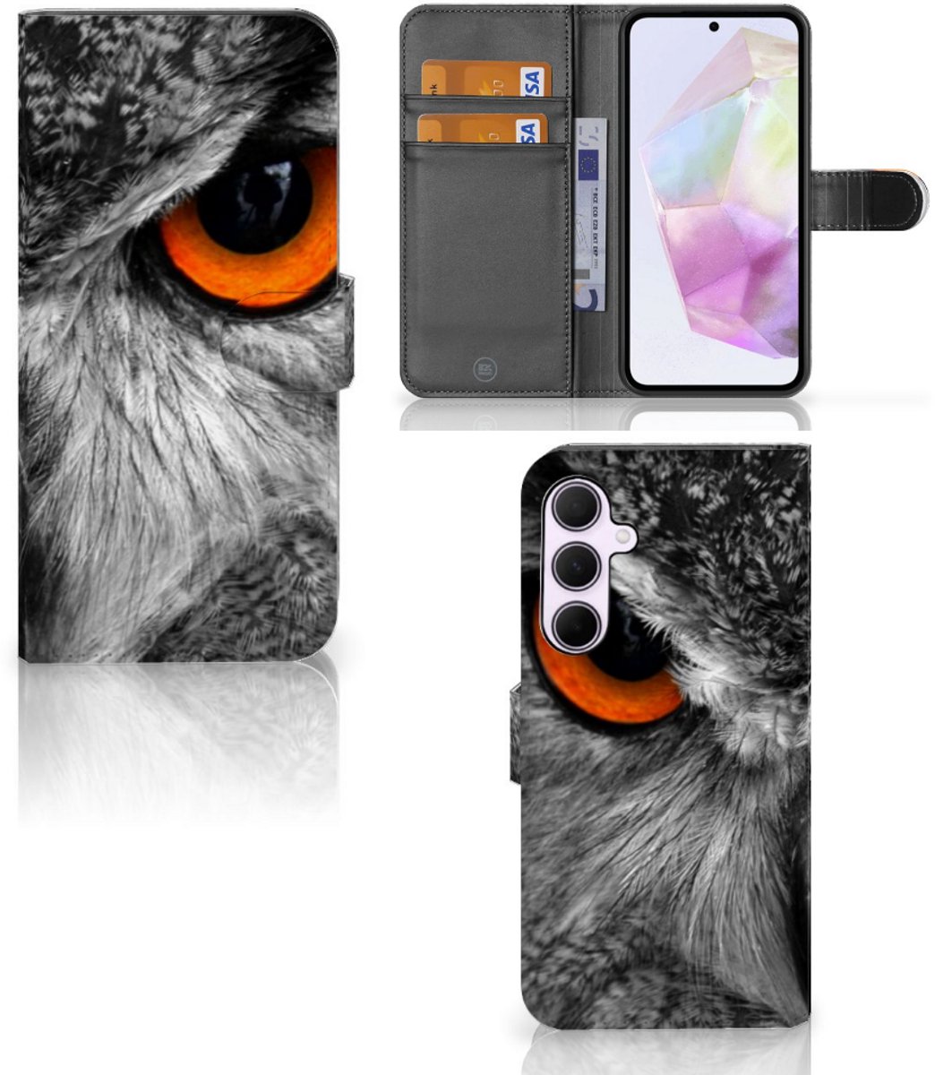 Samsung Galaxy A35 Telefoonhoesje met Pasjes Uil