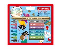 STABILO Trio DECO - Metallic Viltstift - Met Extra Dikke Punt 3,0 mm - Etui Met 8 Kleuren