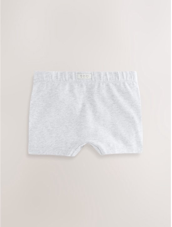 Grijze gemêleerde shorty voor meisjes met elastische tailleband en drie hartjes op het label.