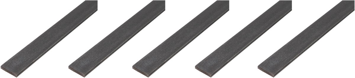 Alberts 5 x platte strip, blank staal, 10 x 4 mm, lengte 1 m