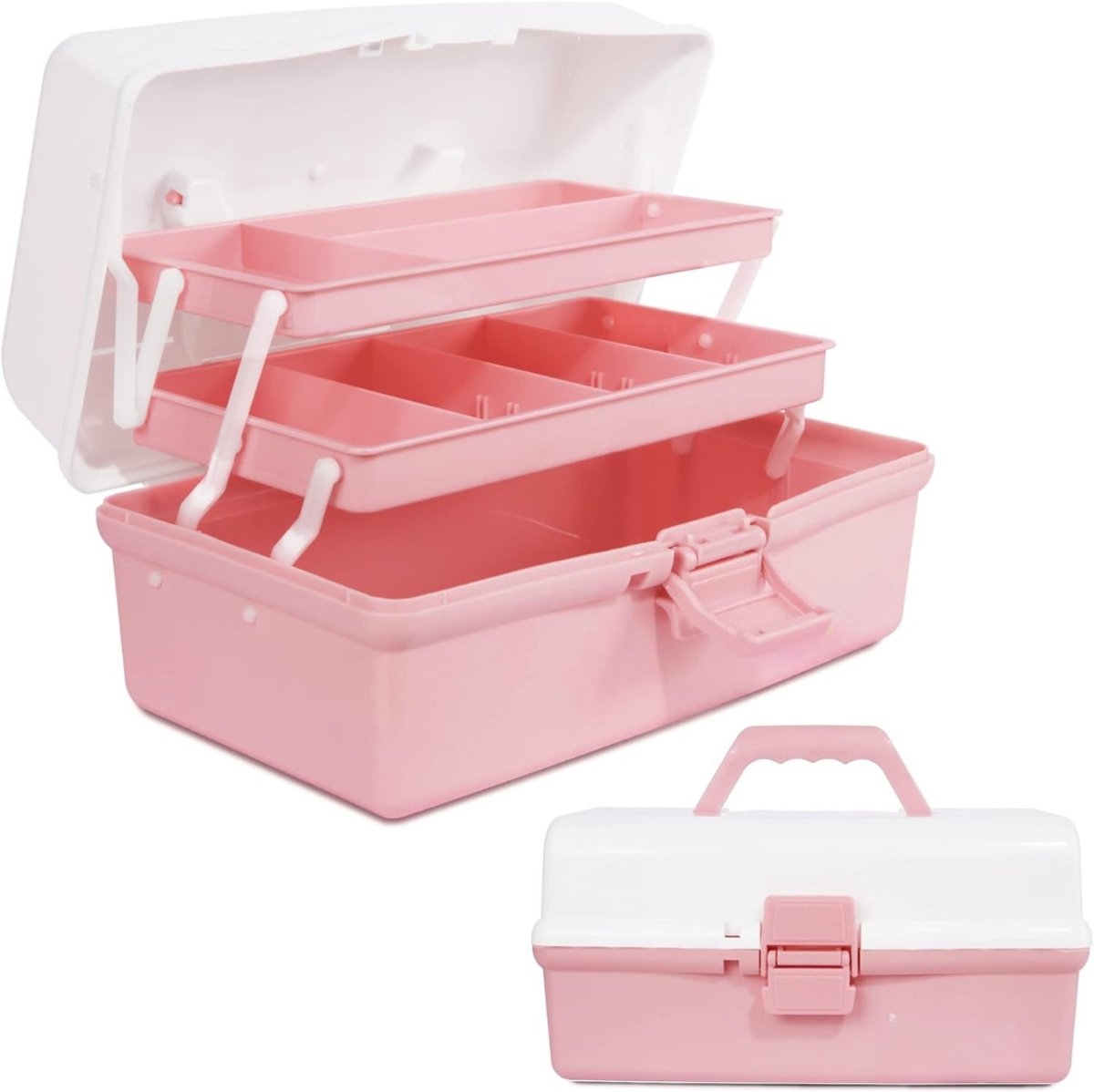 Quvo® Naaidoos Opbergbox - Naaidoos - Naaikoffer - Roze - 31cm x 20cm x 15cm