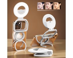 CHIWIN Ring Licht met Statief – 3 Kleurtemperaturen 10 Helderheidsniveaus – Magnetisch Oplaadbaar Selfie Licht voor Telefoon – Dimbare LED Lamp voor Live Streaming, TikTok, Zoom, Video en Fotografie – 180° Vouwbaar & Draagbaar