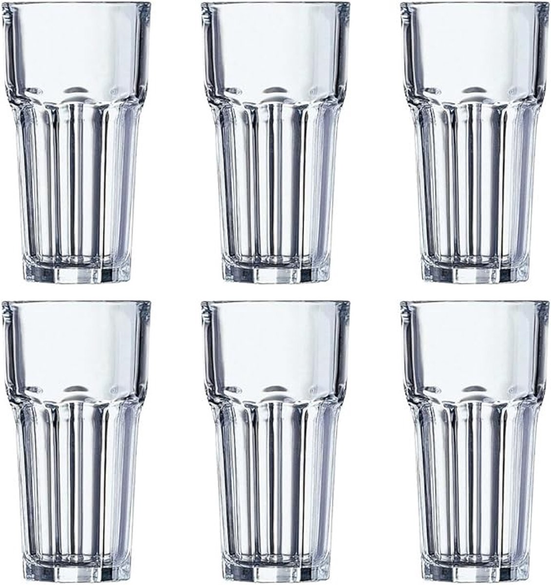 Stapelbare longdrinkglazen 420 ml - Set van 6 glazen