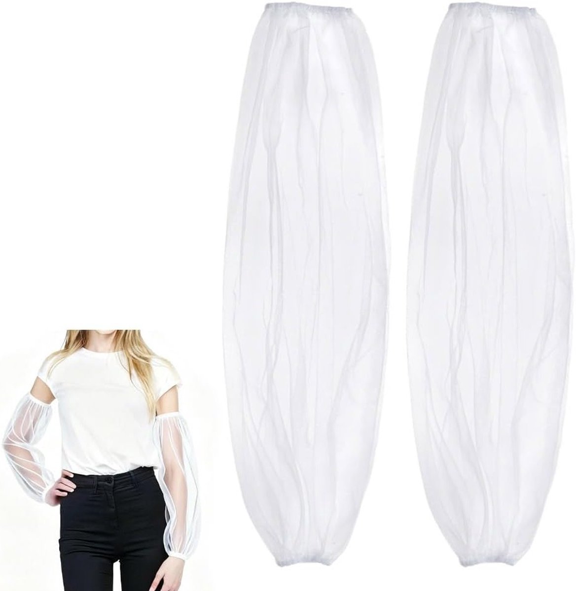 Verwijderbare Tulle Mouwen voor Bruidsjurk, Lange Puff Mouwen, Armaccessoires voor Bruiden en Feestelijke Gelegenheden
