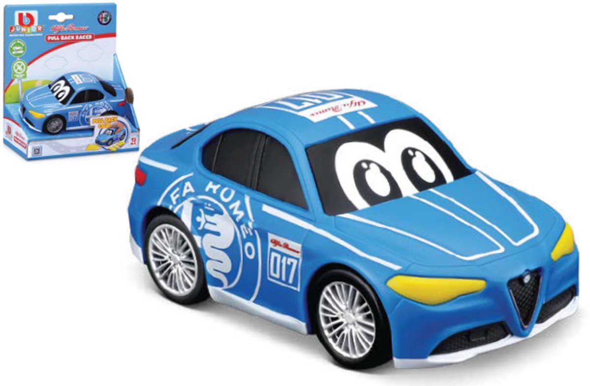BB Junior Alfa Romeo Giulia - Pullback Racer - 5 inch - Blauw/wit
