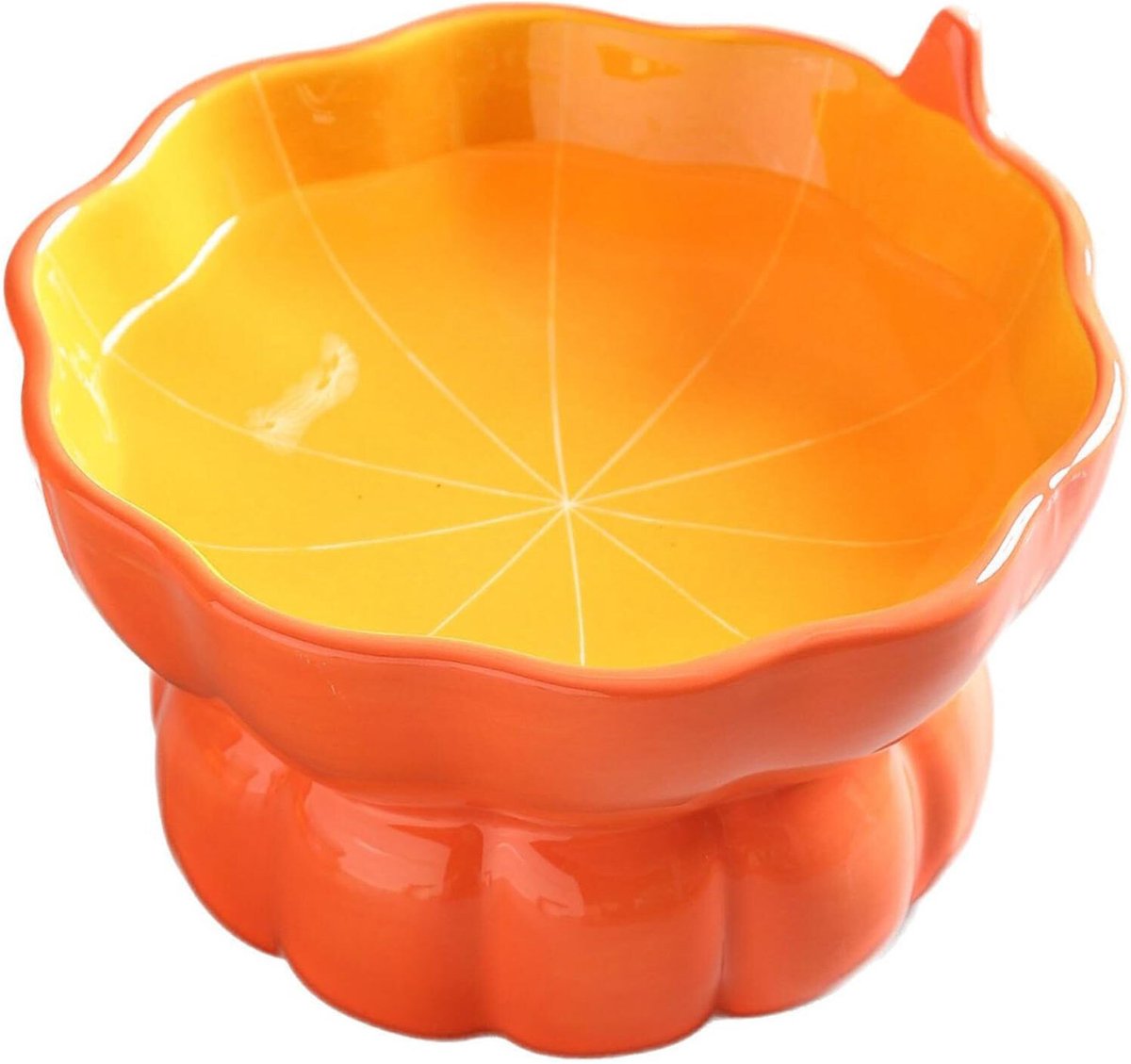 MAGICSHE Verhoogde Keramische Voerbak Kat - 15° Schuine Drink En Eetbak Kat - Voederbakken Voor Katten En Kleine Honden - Schattige Fruitthema Pompoen