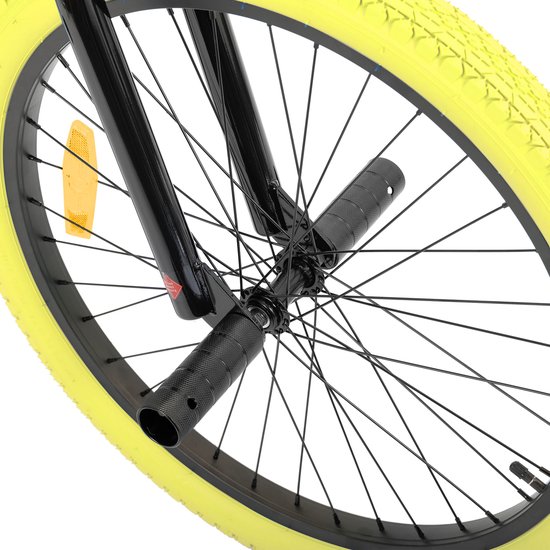 Joystar Brockway BMX-fiets - 20 inch - Handrem - Remmen - Achter V-brake - Pegs - Geel - Geschikt voor buitenactiviteiten in de lente van JOYSTAR — afbeelding 3