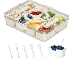 Snackbak met deksel – broodtrommel - Lunchbox - snackbox - 8 vakken – Multifunctionele snackdoos – Organizer voor noten, snoep en fruit – Opbergbak voor in de keuken – Voedselverdeelbak