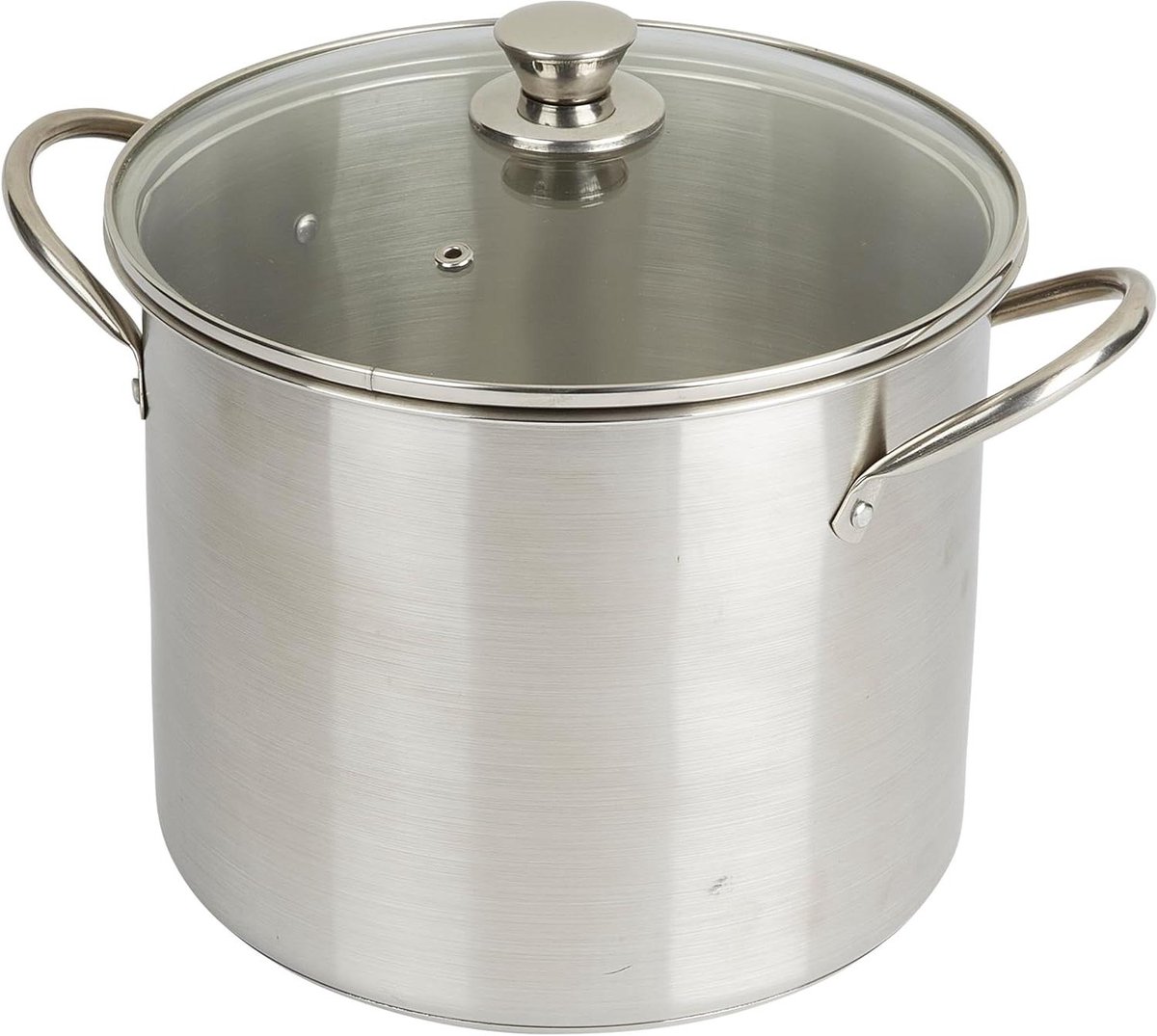 Voorraadpot - Soeppan Luxe - Grote Maaltijden Bereiden - Gehard Glazen Deksel - 8 Liter - Zilver