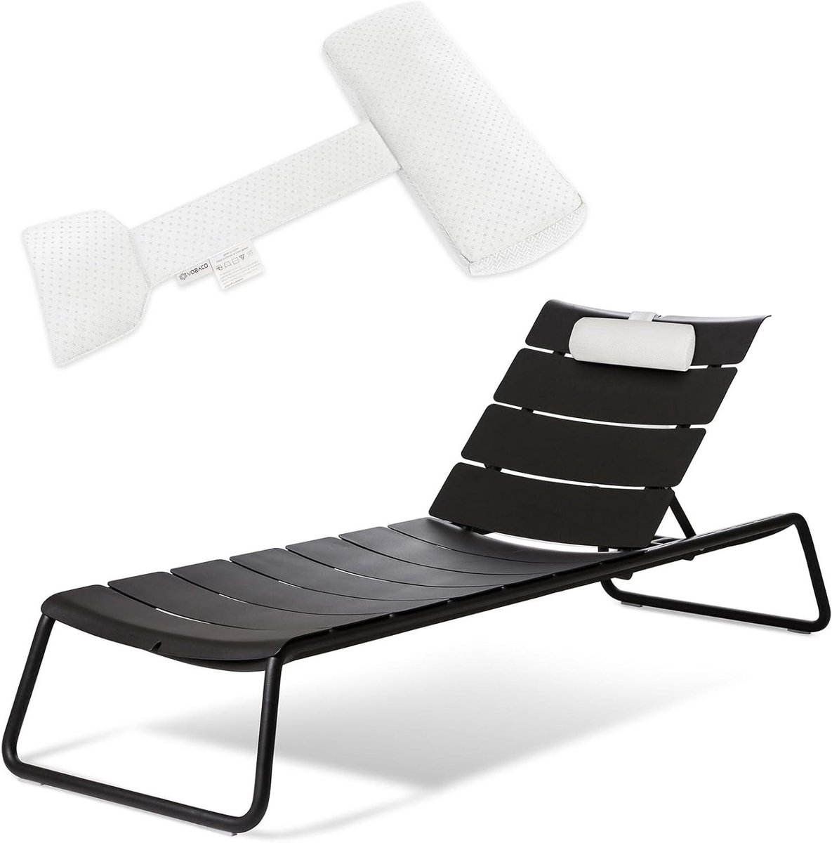 Hoofdsteunkussen Chaise Lounge - Neekkussen Buiten - Ontspannen Zonnebaden - Gewogen Antislip Basis - 30.5 x 33 cm - Wit