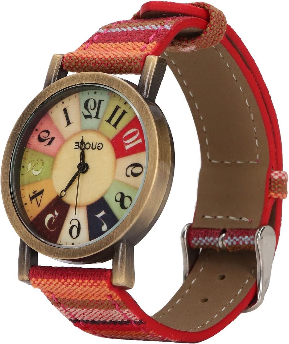 Bohemian Armbandhorloge - Hippie stijl - Dagelijks dragen - Multi-color design - Verstelbaar - Rood