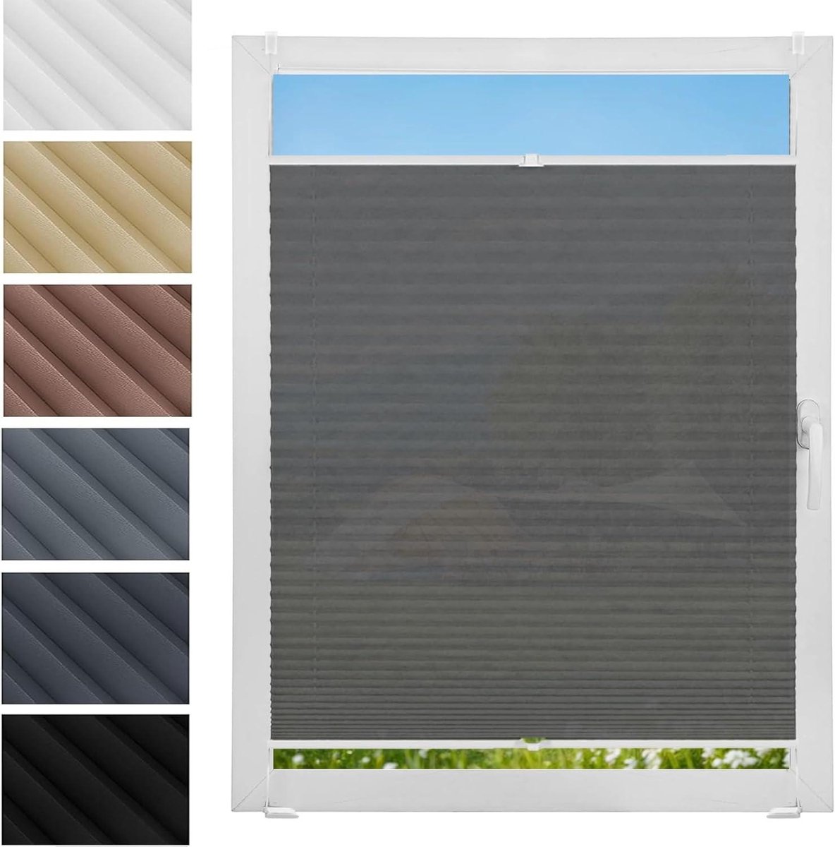 Plissé Rolgordijn - Vitrage Jaloezie - Inkijk en Zonwering - Zonder Boren - 56 x 155 cm - 