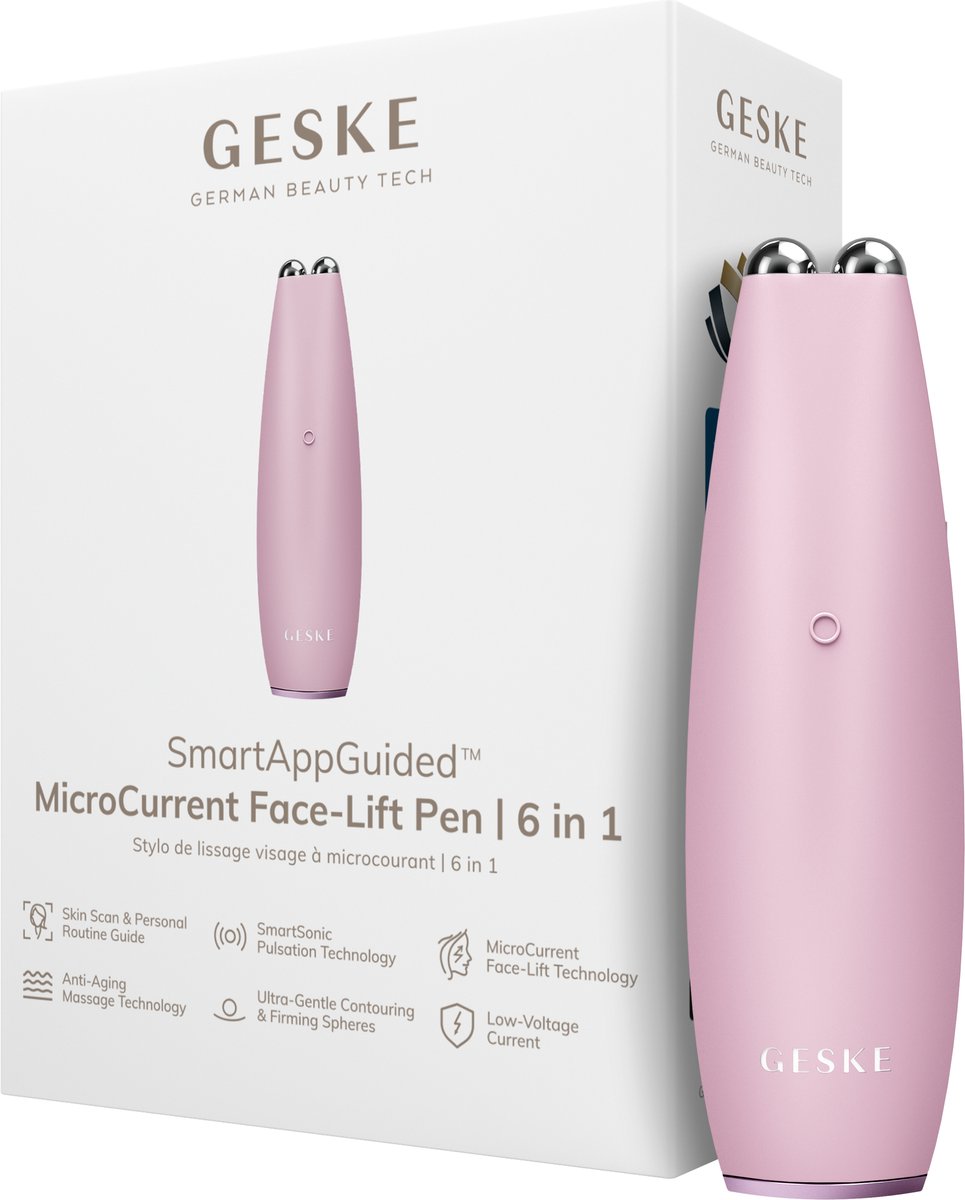 GESKE | SmartAppGuided™ MicroCurrent Face-Lift Pen | 6 in 1 | Tools voor huidverzorging | Anti-aging apparaat | Facelift | Jonge huid zonder rimpels | Gezichtsapparaat