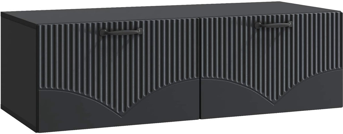 vidaXL - Wandmontage - TV-kast - Zwart - 98 - x - 41 - x - 30 - cm - Bewerkt - hout