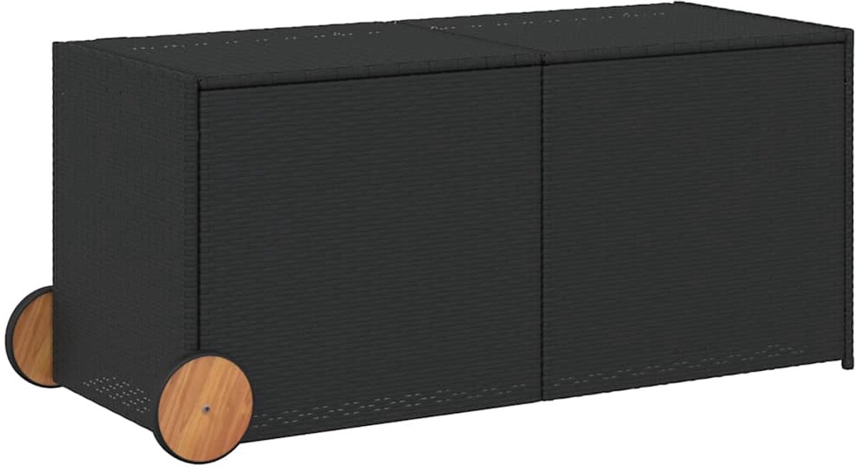 vidaXL - Tuinbox - met - wielen - 283 - L - poly - rattan - zwart