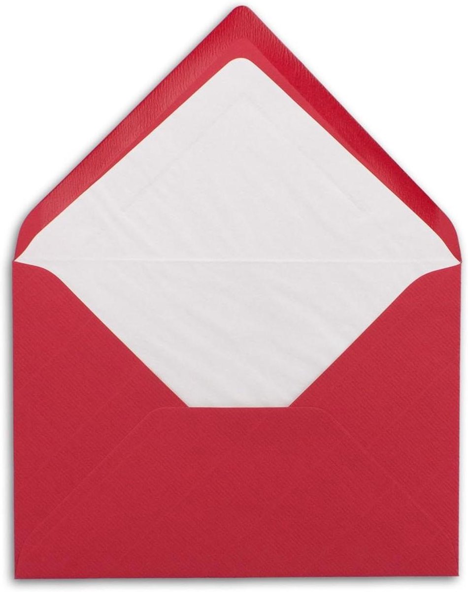 DIN B6 enveloppen - Wenskaarten enveloppen - Kaarten versturen - Witte zijdevoering - 200 stuks - Rood