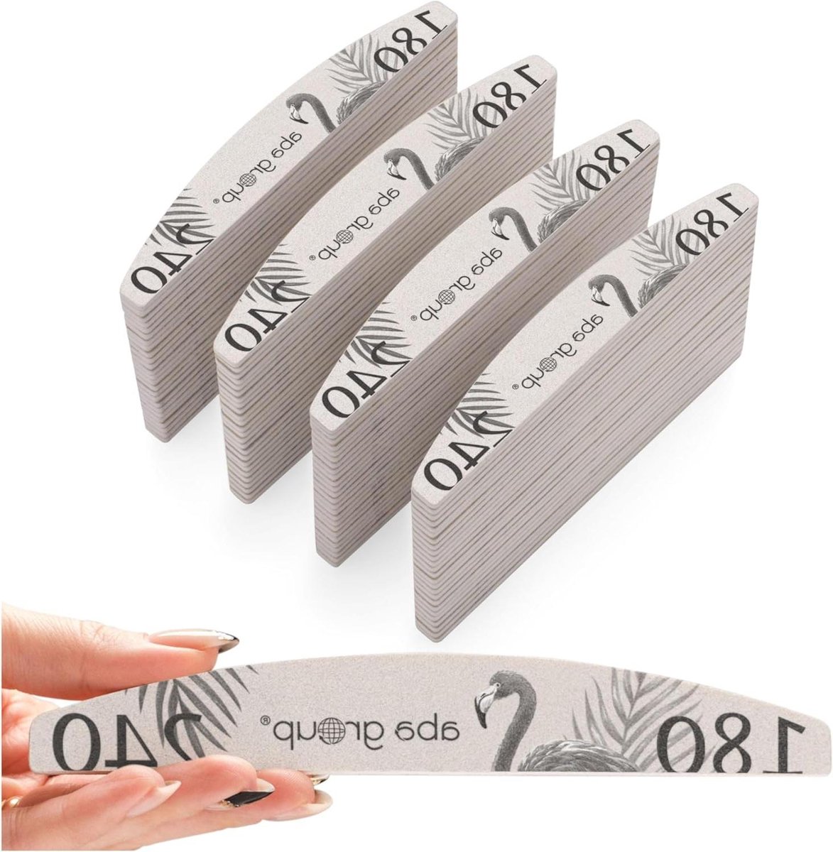 Nagelvijlen Set - Half Moon Vijlen - Nagels Vormgeven - Dubbelzijdig Bruikbaar - 100 Stuks - Flamingo